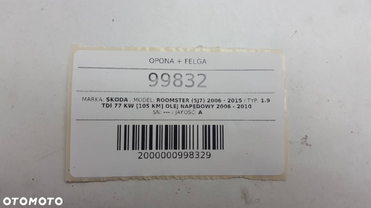 KOŁO ZAPASOWE DOJAZDÓWKA ROOMSTER 5X100 195/55 15 - 6