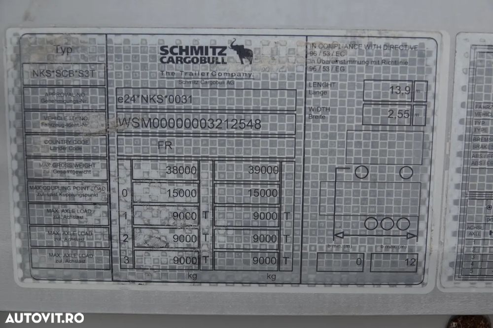 Schmitz Cargobull CORTINĂ / STANDARD / DOUĂ AXE RIDICATIVE / - 30