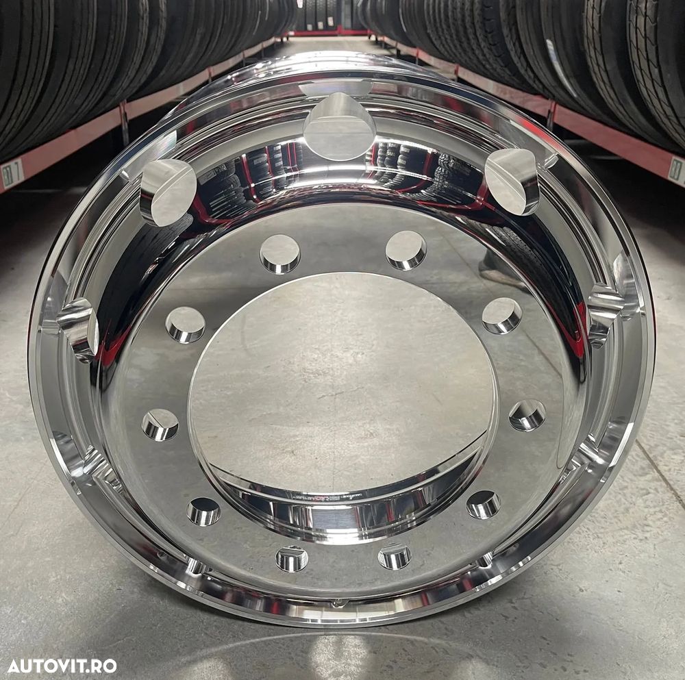 Janta NOUA  Aliaj 8.25X22.5 Jantax Ranforsata 10 prezoane, 105 mm intre prezoane, fiu 280 mm, flansa laterala Valva interioara , ET167, max.3650kg, gaura prezon 34 mm Toate Pozitiile - 2