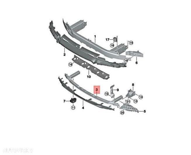 Intaritura bara fata BMW Seria 5 (G30/G31), 05.2017-08.2020, aluminiu; cu ACC; inferior - 1