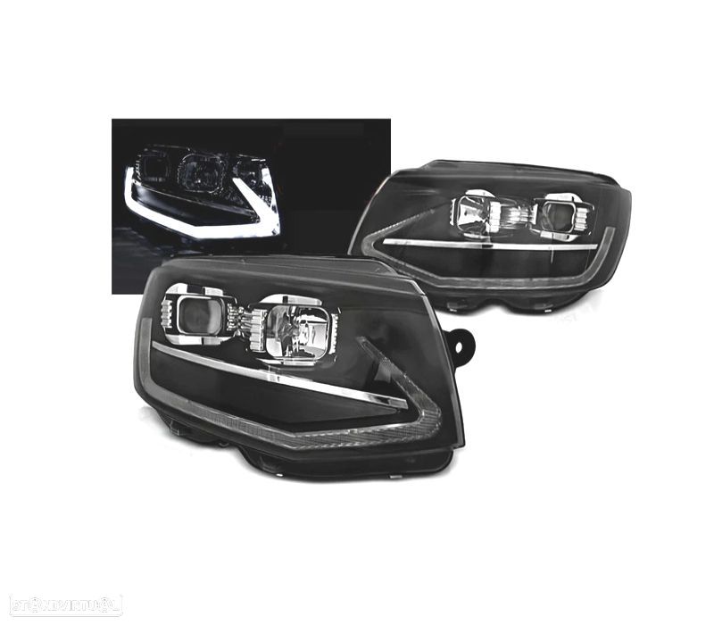 FARÓIS FRONTAIS VOLKSWAGEN VW T6 LUZ DIURNA MULTIVAN CARAVELLE 15-19 PRETO - 1