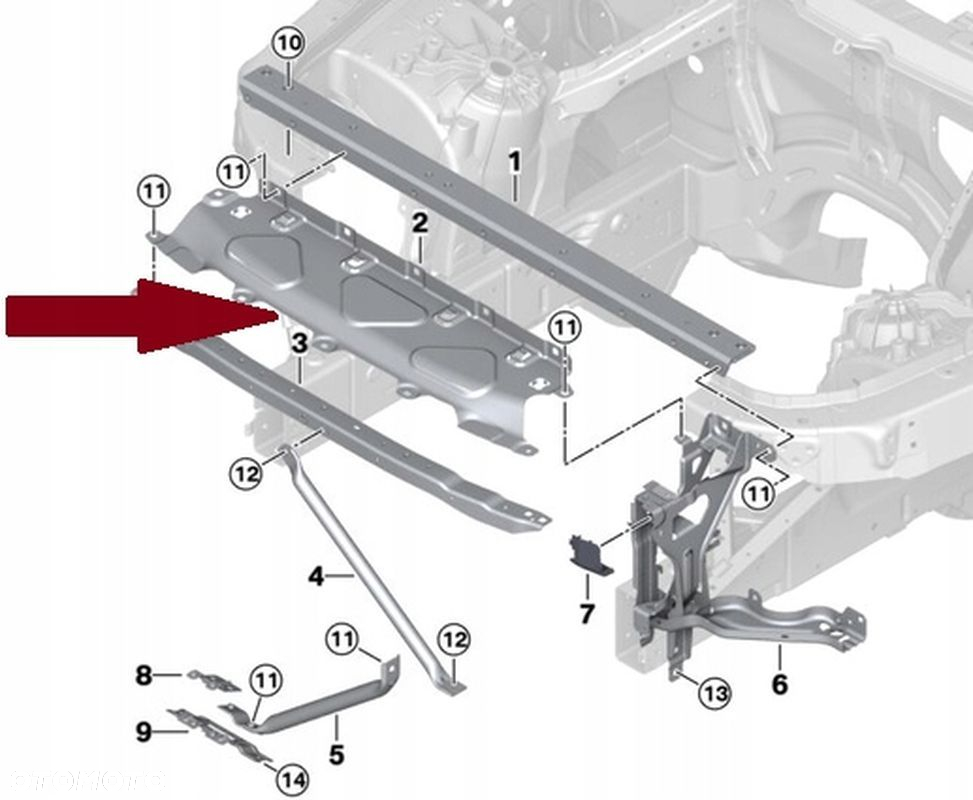 PAS PRZEDNI GÓRNY ZŁĄCZE OSŁONA WZMOCNIENIE BLACHA BMW X5 G05 G06 G07 - 2