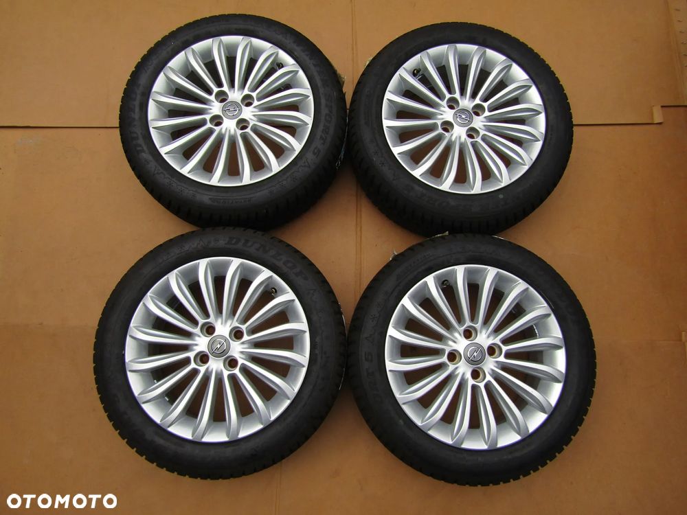 4x Felgi Aluminiowe Koła 16 Opel Adam Astra H Corsa D E Meriva Combo C Karl Chevrolet Aveo Fiat Grande Punto Evo 6,5 j ET40 + Opony 195/55 16 Dunlop Zimowe + Czujniki TPMS - 1