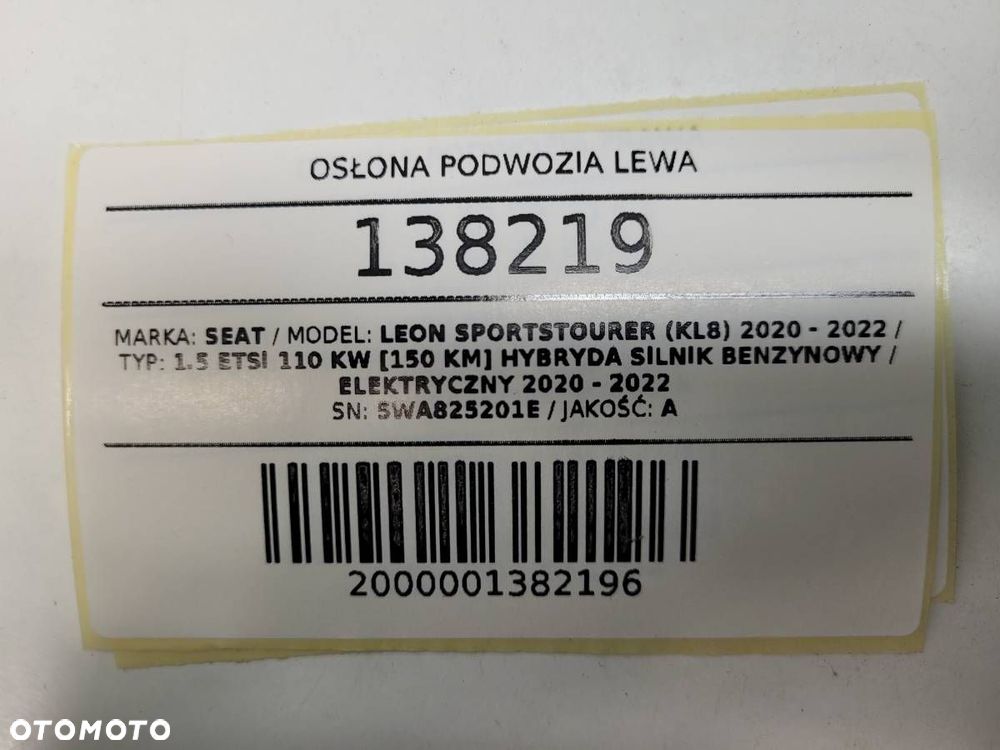 OSŁONA PODWOZIA LEWA PŁYTA SEAT LEON IV KOMBI 5WA825201E 5WA825101 - 12