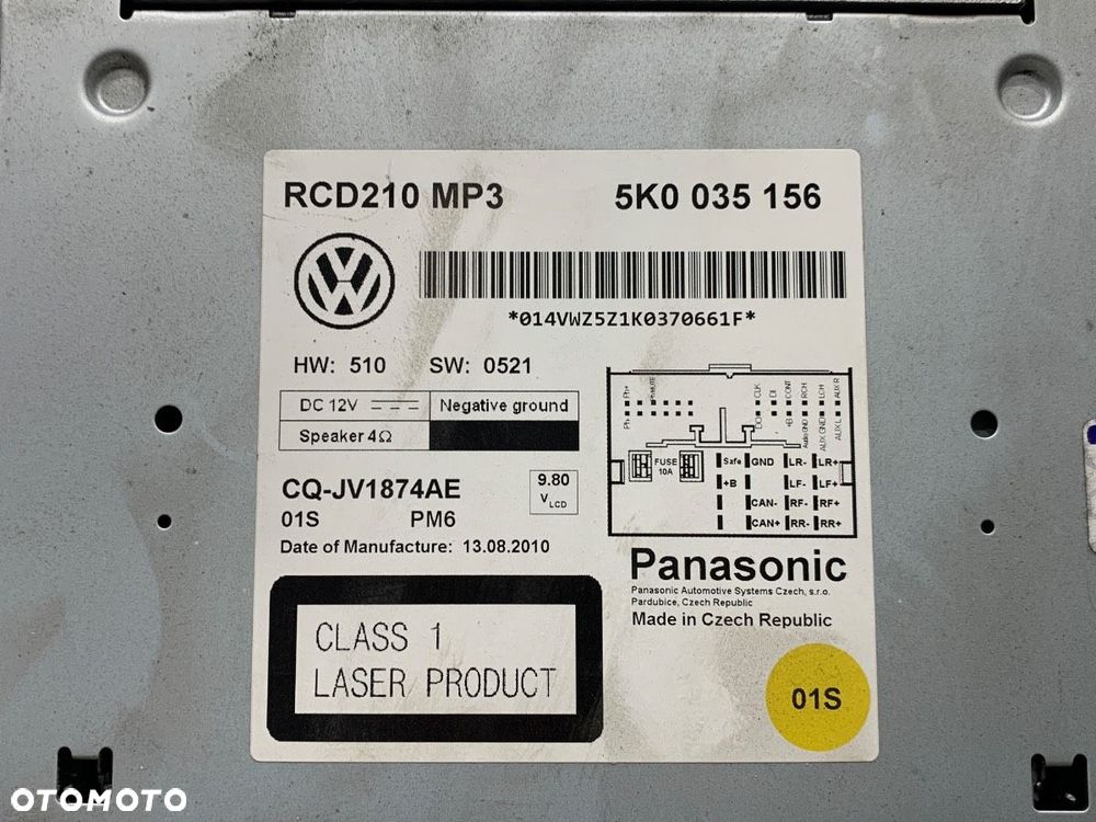 RADIO  VW CADDY III Nadwozie pełne/minivan (2KA, 2KH, 2CA, 2CH) 2004 - 2015 1.6 TDI 75 kW [102 KM] - 5