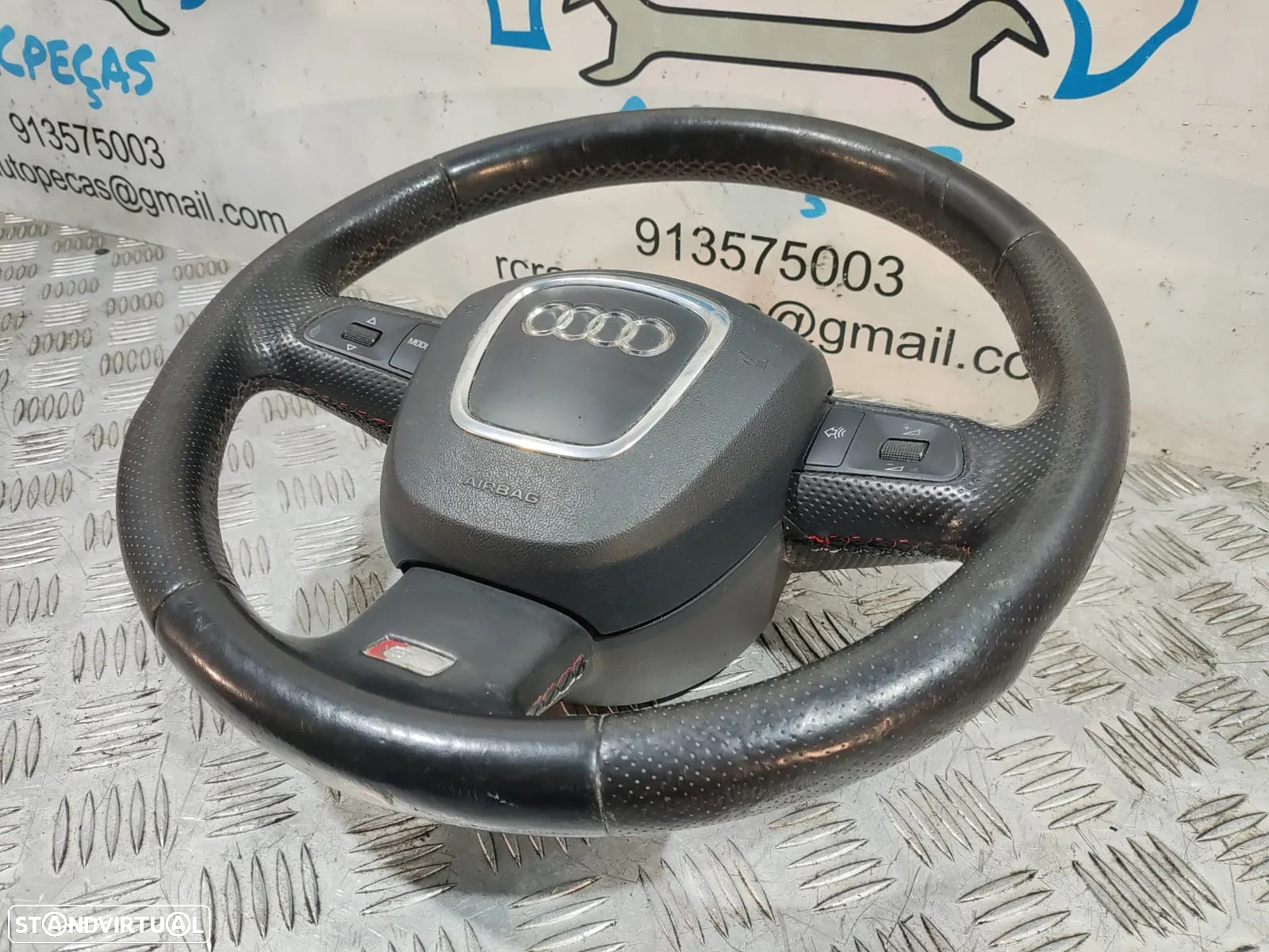 Volante + Airbag Audi A6 C6 S-Line em Pele Perfurada - Guiador / S Line / A4 / A5 / Completo / Sline / Comandos Multifunções - 9