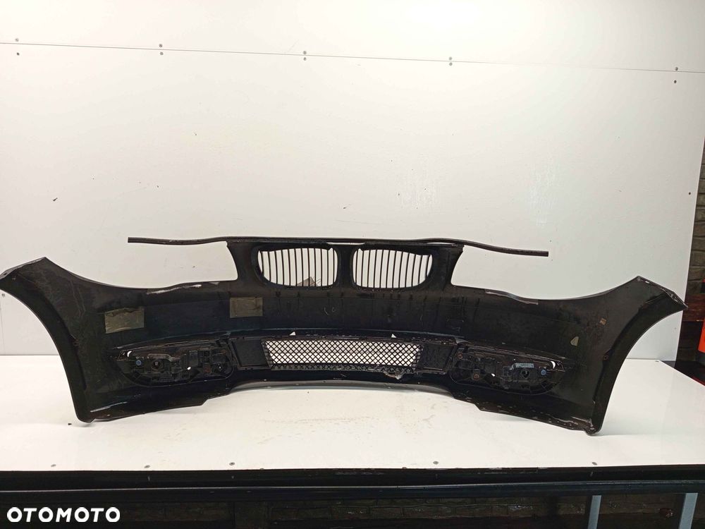 ^ ZDERZAK PRZÓD PRZEDNI BMW E87 SERIA 1 LIFT FL SCHWARZ 2 II CZARNY HALOGENY - 5