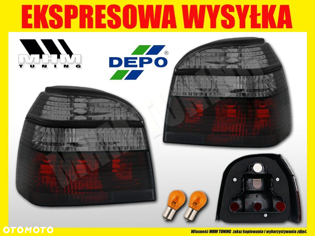 LAMPY TYLNE KPL TUNING BLACK SMOKE CLEAR DEPO FK CZARNE VW GOLF III 3 1991- - 2