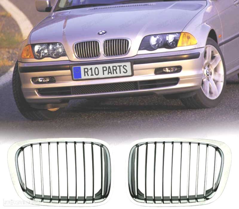 GRELHAS FRONTAIS CROMADAS BMW E46 BERLINA 98-01 - 1