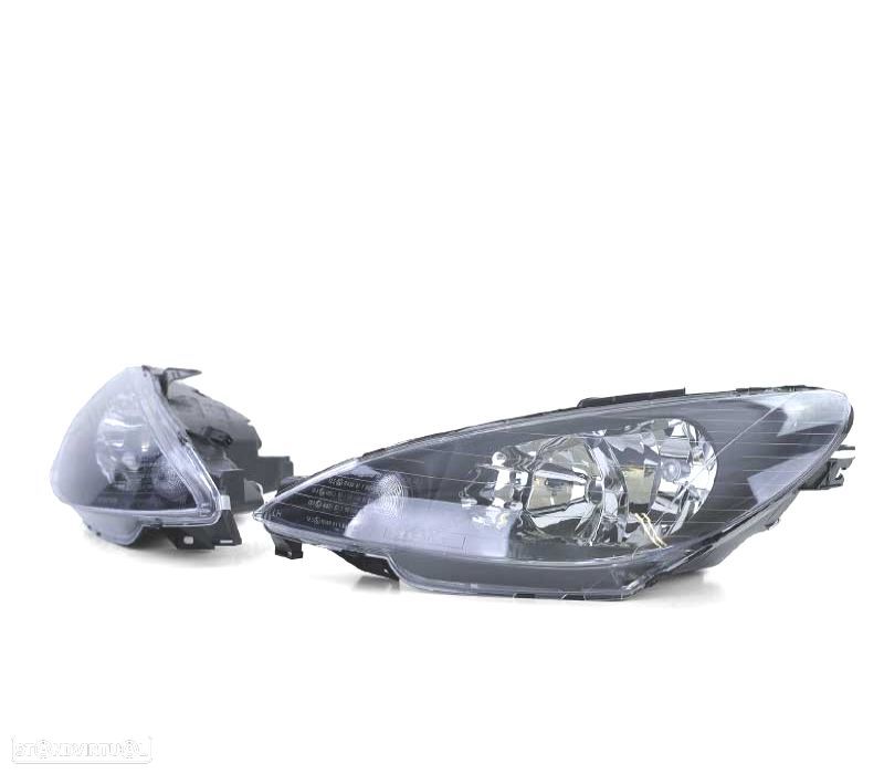 FARÓIS PEUGEOT 206 98-06 FUNDO PRETO H4 OEM - 2