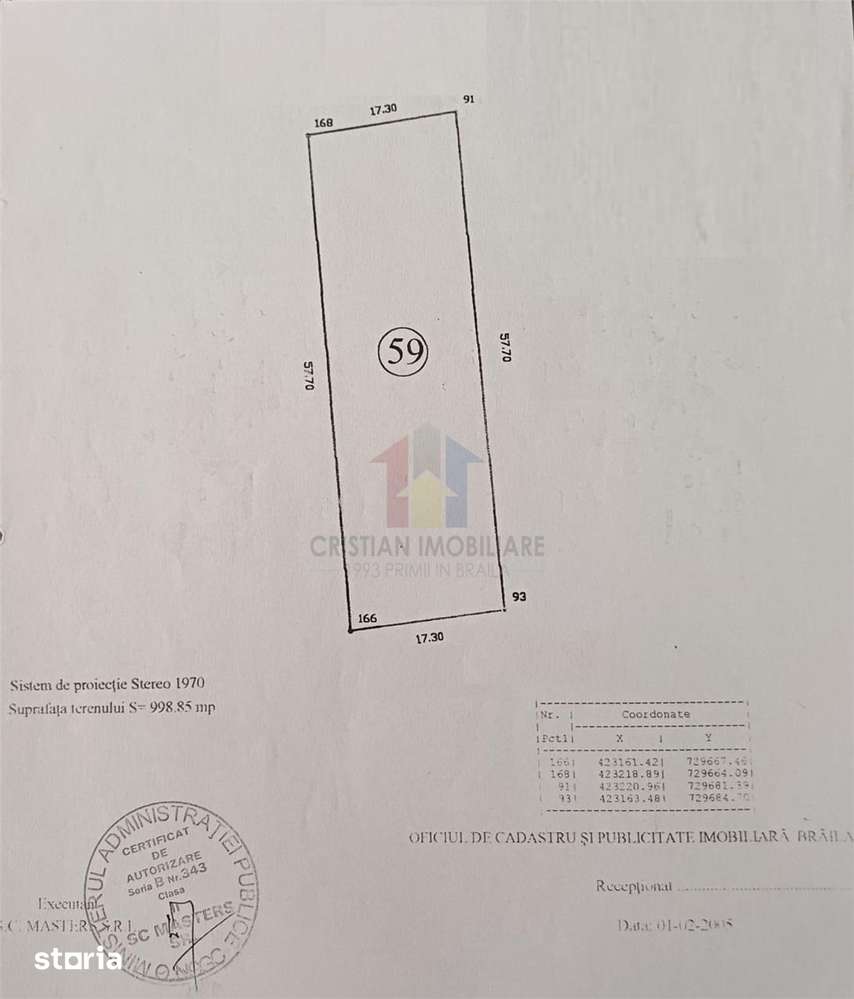 Teren 998 mp, deschidere 57,7 m, pret 95 euromp zona Rezidentiala - Imagine principală: 2/5