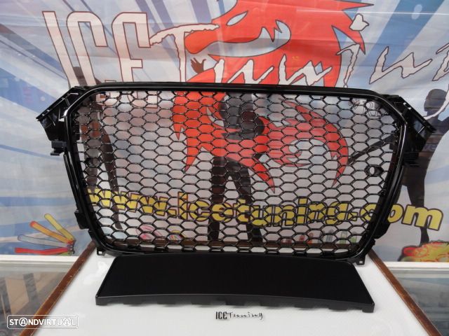 Grelha frontal AUDI A4/S4 B8 11-15 RS4 look com suporte para símbolo em preto brilhante