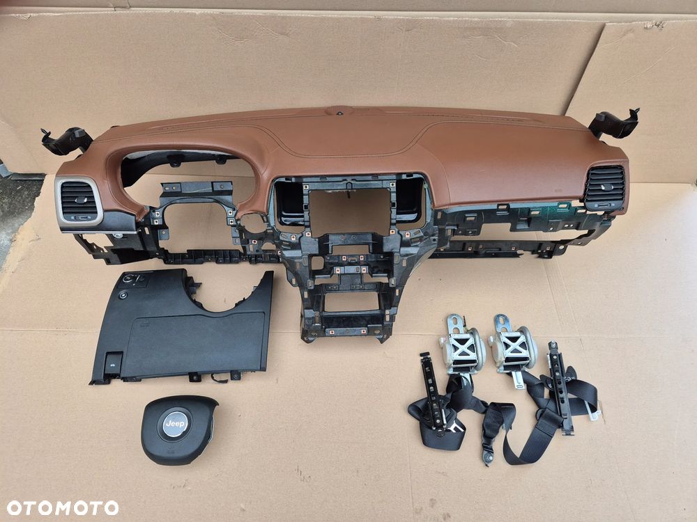 KONSOLA DESKA PODUSZKI PASY  KOMPLET JEEP GRAND CHEROKEE WK2 2012-2015 BRĄZOWA - 2