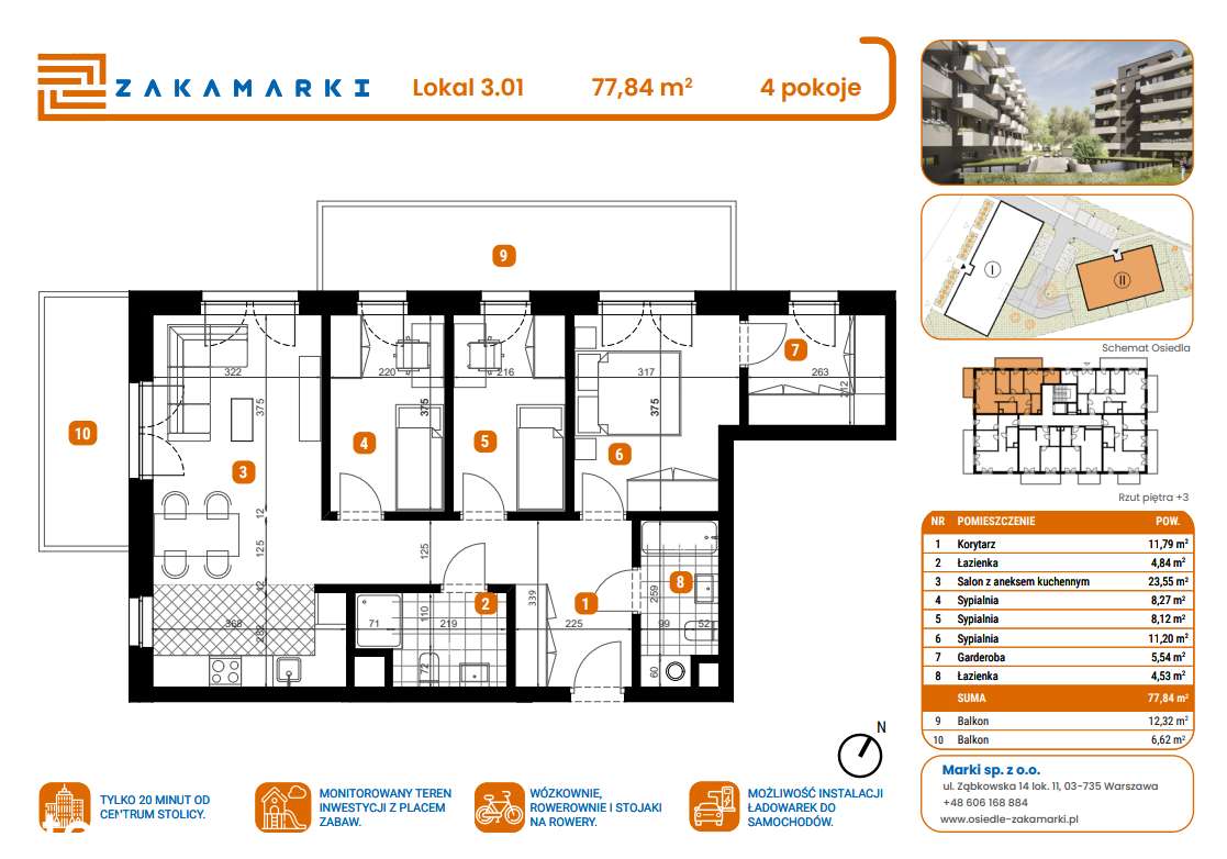 Mieszkanie na sprzedaż, 4 pokoje, 78 m², Marki