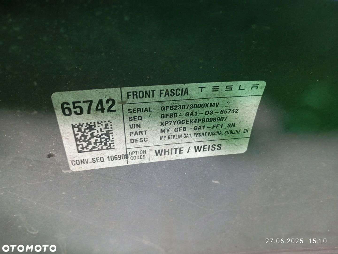 ZDERZAK PRZÓD PRZEDNI TESLA MODEL Y 2020- - 8