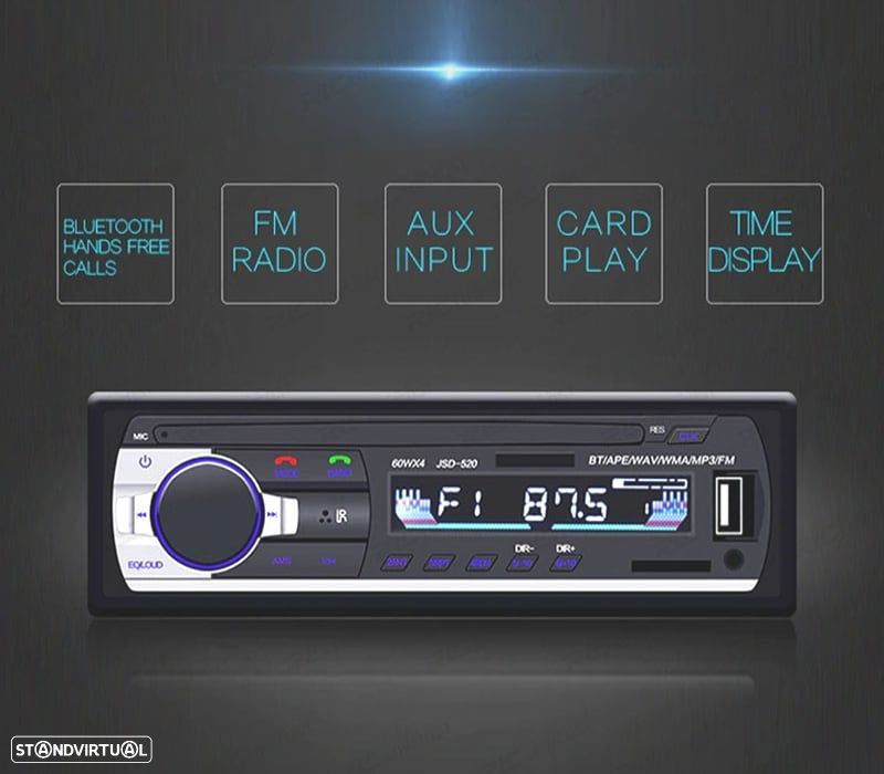 AUTO RADIO 1DIN BLUETOOTH MP3 USB SD AUX - 1
