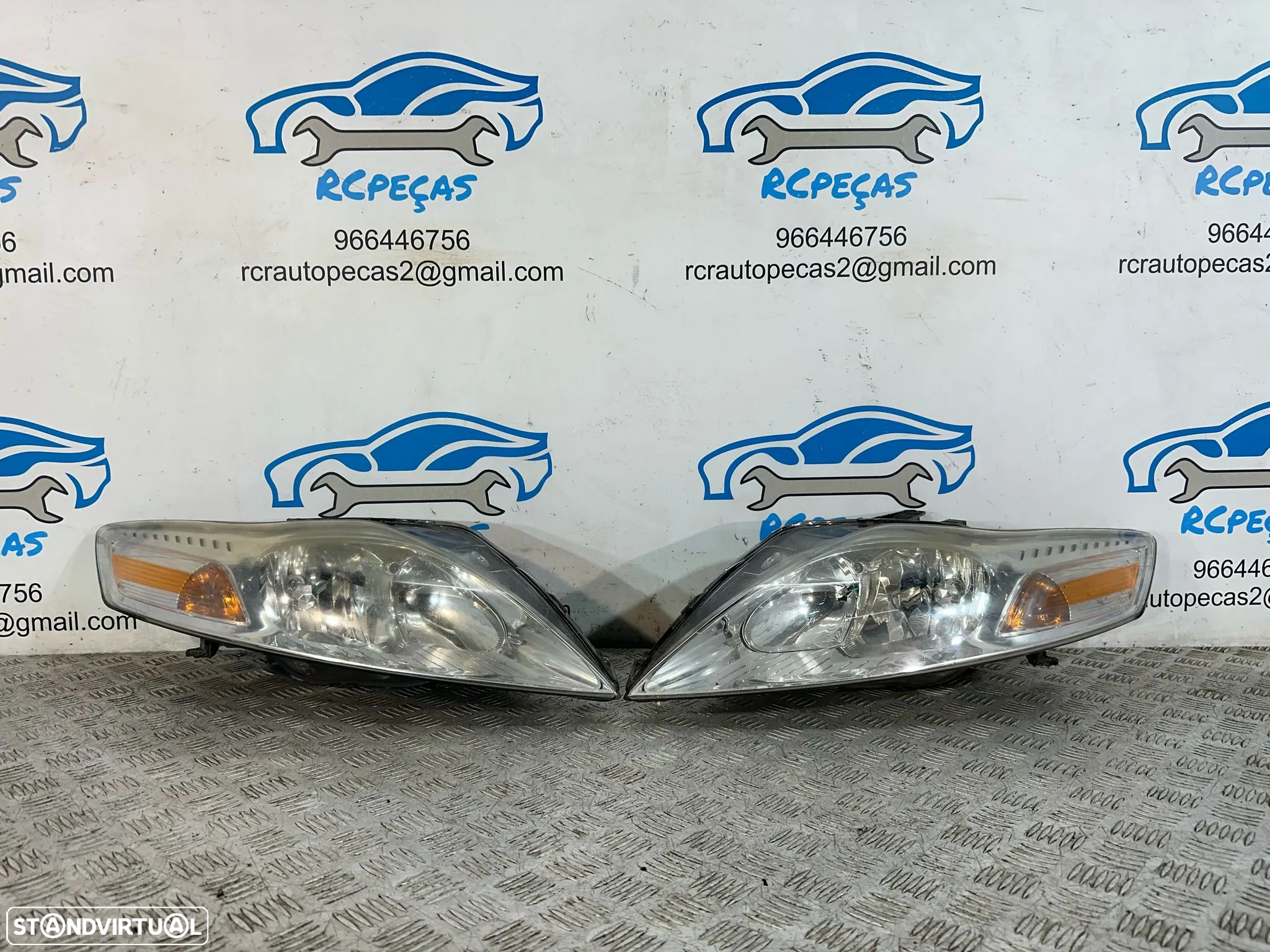 .Conjunto Oticas Faróis Frontal Frente Esquerda Direita Original Halogénio Ford Mondeo 4 MK4 2006 - 2014 7S71-13W030-BK 7S71-13W029-BH - 2