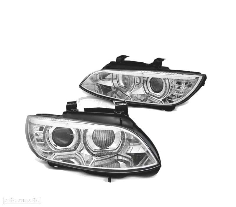 FARÓIS BMW E92 E93 06-10 ANGEL EYES LED 3D XENON CROMADO - 2
