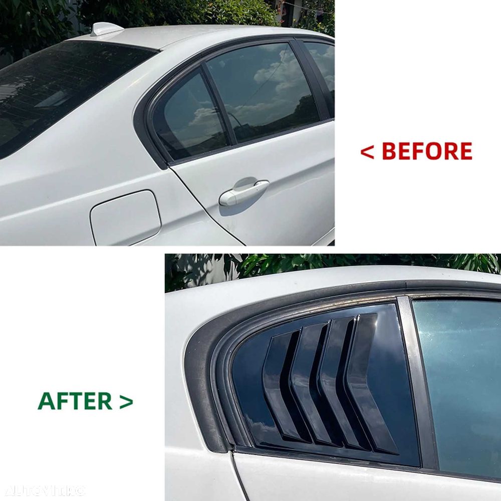 Ornamente Extensii Parasolar Geam Spate Louver BMW Seria 3 E90, Negru - 4