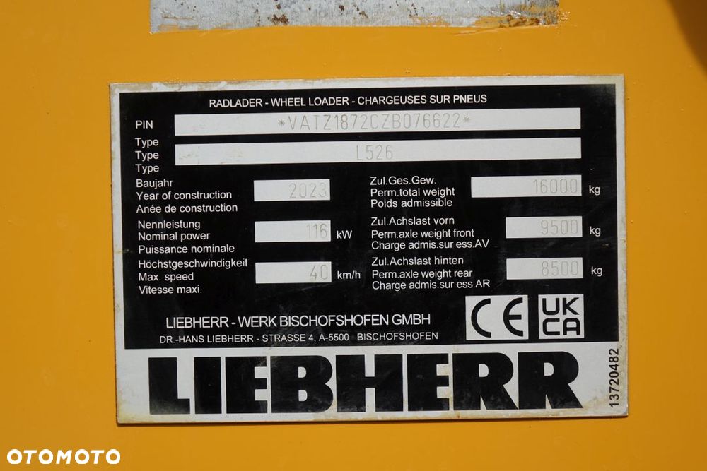 Liebherr L526 / ŁADOWARKA / 16 000 KG / SZYBKOZŁĄCZE / NOWE OPONY PRZÓD - 37