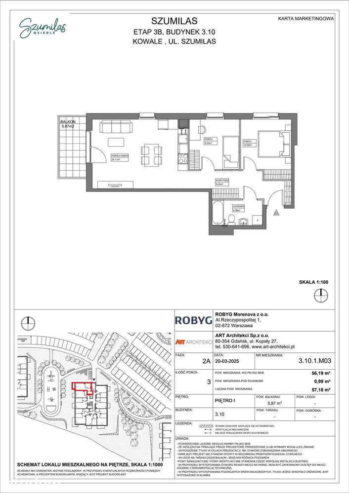 3-pokojowe mieszkanie 56m2 + balkon - Pełny obrazek: 2/19