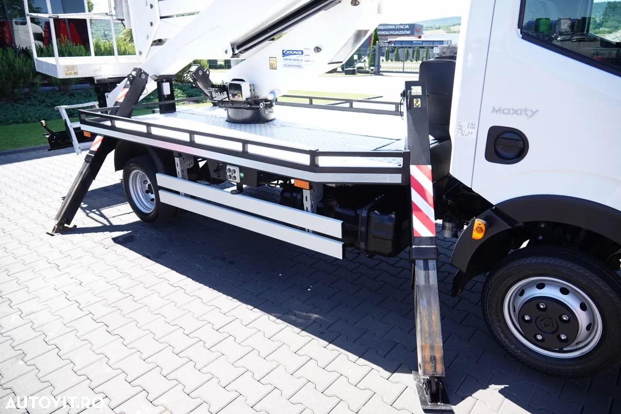 Renault MAXITY 110 DXI / ELEVATOR 20 METRI / ELEVATOR CU CULBIE TP20 / COȘ PENTRU 2 PERSOANE - 250 KG / 42.000 KM / CONTRACT POST-SERVICE - 18