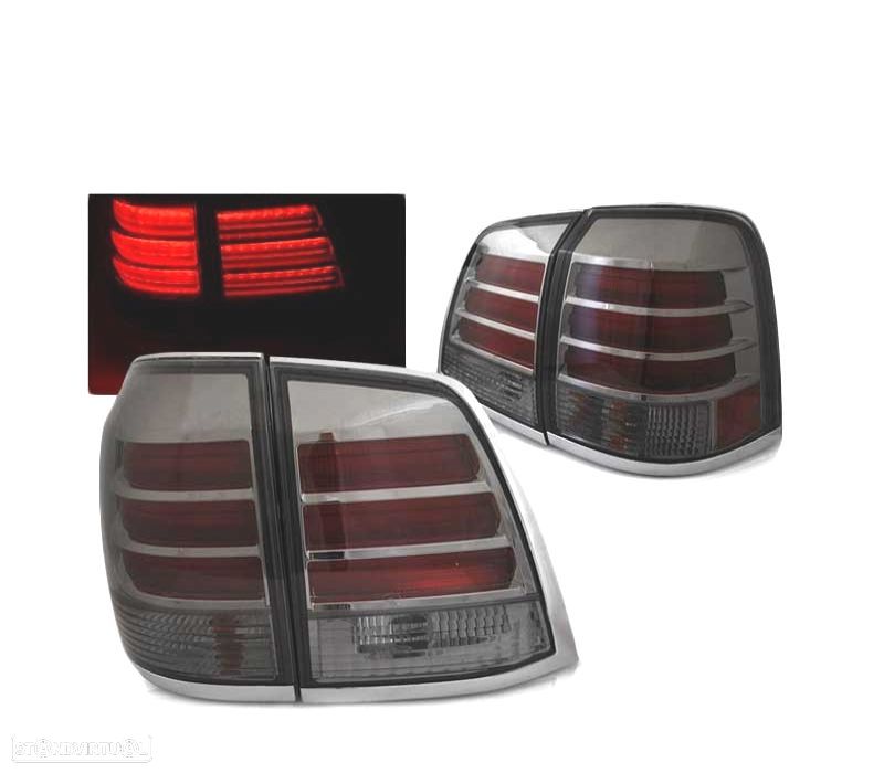 FAROLINS TRASEIROS LED PARA TOYOTA LAND CRUISER FJ200 07-15 SMOKED FUMADOS ESCURECIDOS - 1