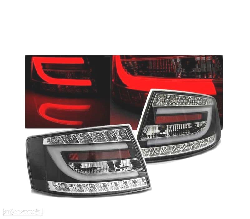 FAROLINS TRASEIROS LED PARA AUDI A6 C6 SEDAN 04-08 PRETO - 1