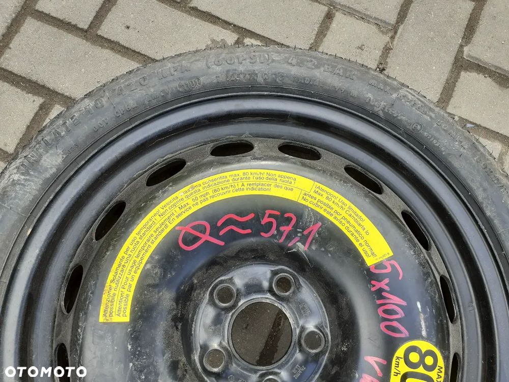 KOŁO DOJAZDOWE ZAPASOWE ZAPASÓWKA DOJAZDÓWKA VW SKODA AUDI SEAT 5X100 - 2