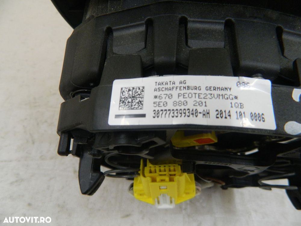 Airbag volan Skoda Octavia 3 / Rapid / Fabia 3 / Superb 2 facelift / Superb 3 / Scala, 2012, 2013, 2014, 2015, 2016, 2017, 2018, 2019, cod origine 5E0880201. - 4