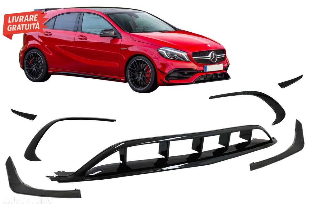 Prelungiri Bara Fata Mercedes A-Class W176 Facelift AMG Line (2015-2018) A45 Desig- livrare gratuita - 1