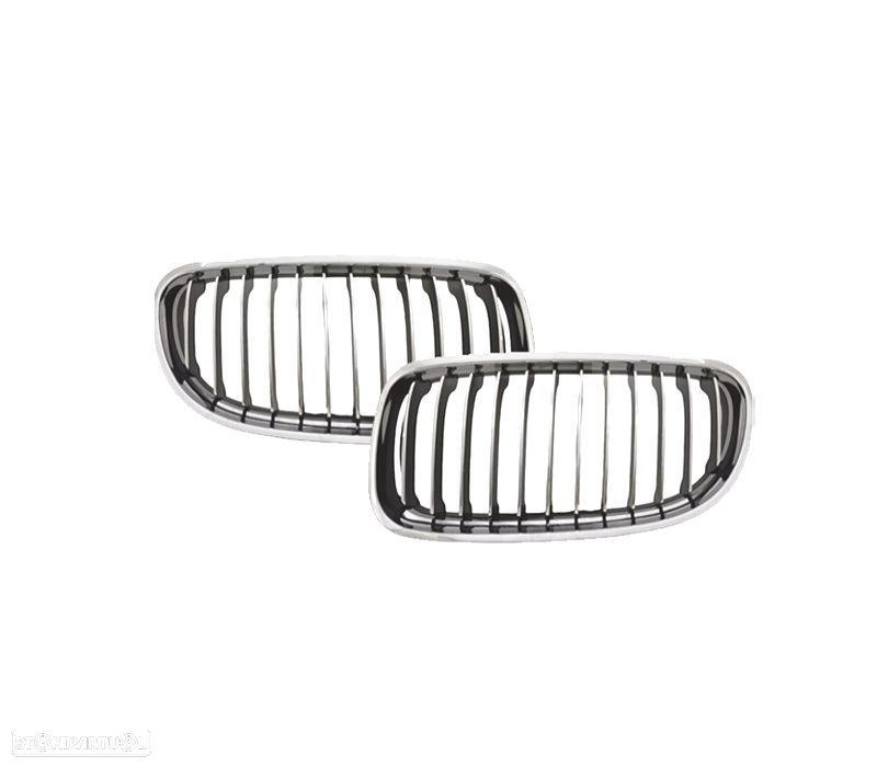 GRELHAS FRONTAIS BMW E90 08-12 PRETO CROMADO - 2