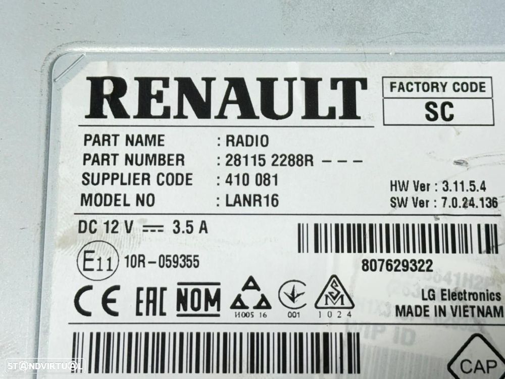 Rádio RENAULT GRAND SCENIC IV 281152288R - 6