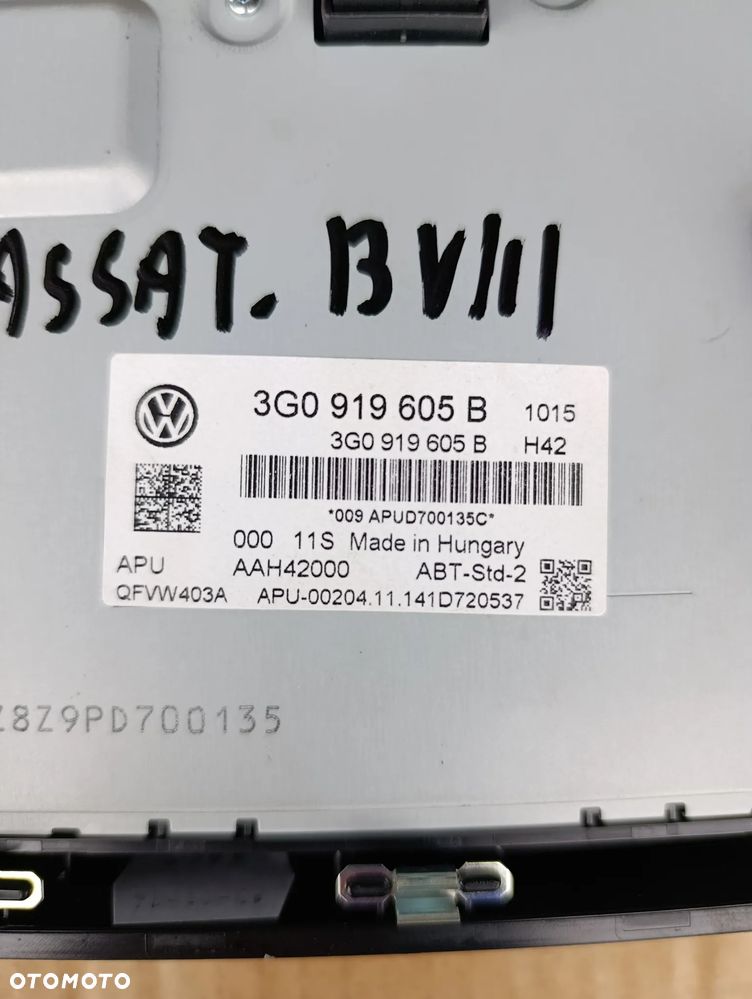 VW PASSAT B8 EKRAN WYŚWIETLACZ MONITOR 3G0919605B - 3