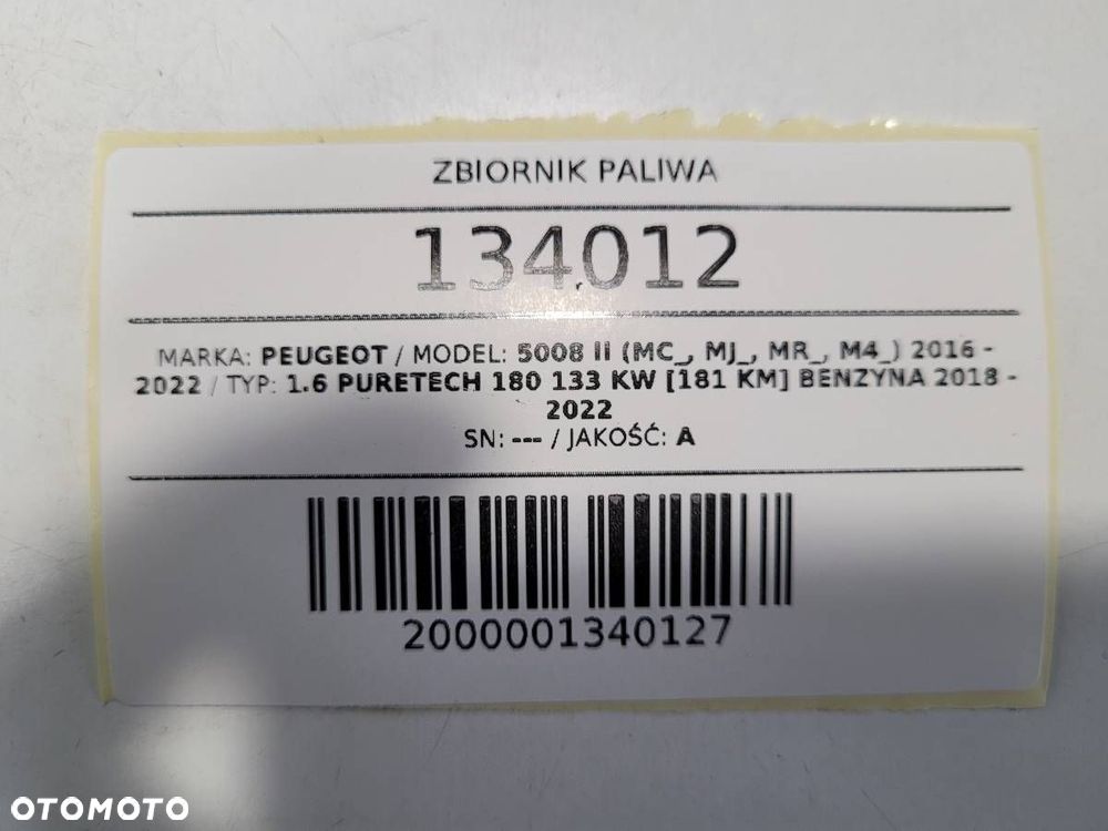 ZBIORNIK PALIWA BAK 1.6 BENZYNA PEUGEOT 5008 II 9829060580 9827785780 - 12
