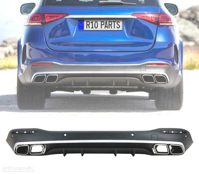 DIFUSOR TRASEIRO MERCEDES GLE W167 20- + PONTEIRAS DE ESCAPE LOOK AMG GLE63 - 1