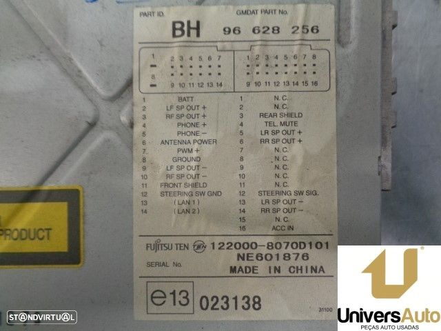 SISTEMA AUDIO / RADIO CD CHEVROLET AVEO / KALOS FASTBACK 2006 -96628256 - 3