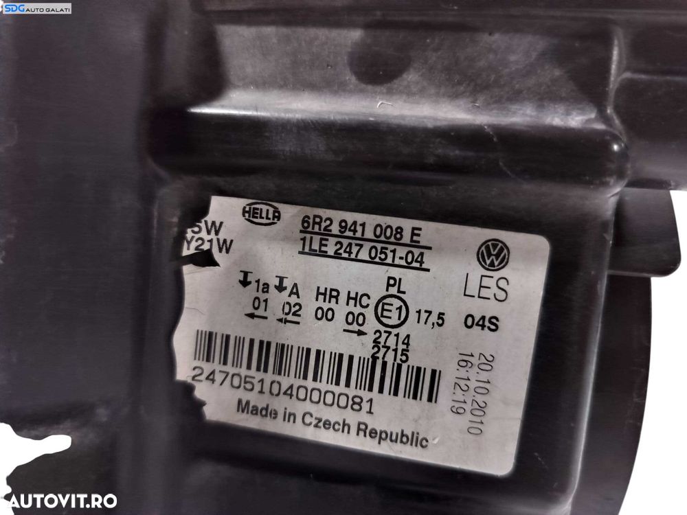 Far Dreapta Halogen FARA Lupa Volkswagen Polo 6R 2009 - 2016 Cod 6R2941008E (Interior Murdar Prafuit) [LC1012] - 8