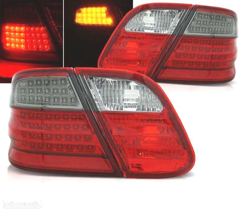 FAROLINS TRASEIROS MERCEDES CLK W208 97-02 LED VERMELHOS FUMADOS - 1