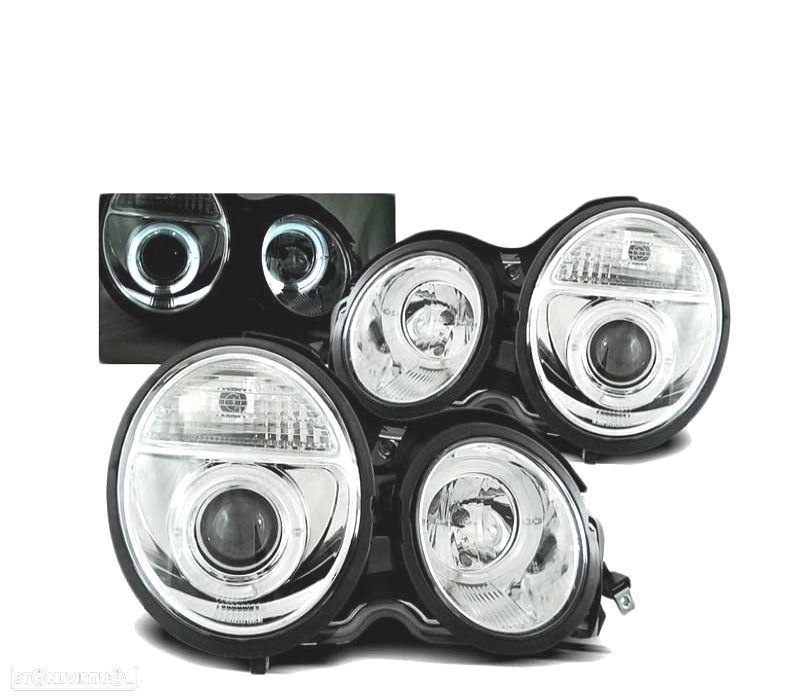 FAROIS ANGEL EYES PARA MERCEDES W210 95-99 CROMADOS - 1