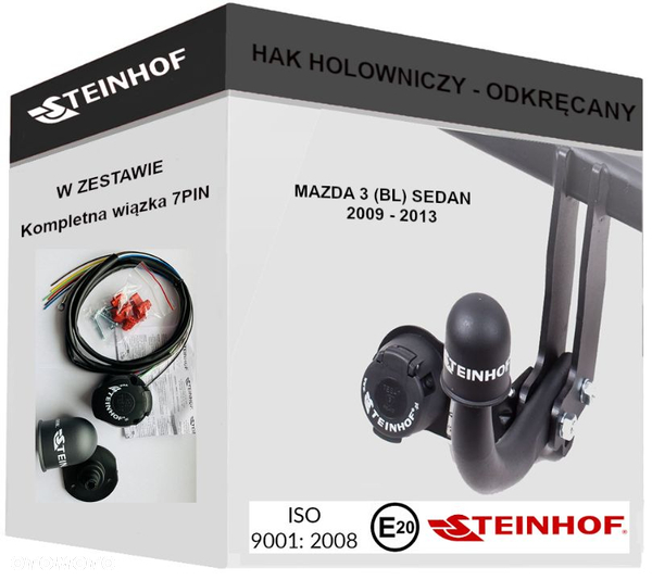 Hak Holowniczy+ WIĄZKA 7PIN do Mazda 3 (BL) Sedan od 2009 do 2013