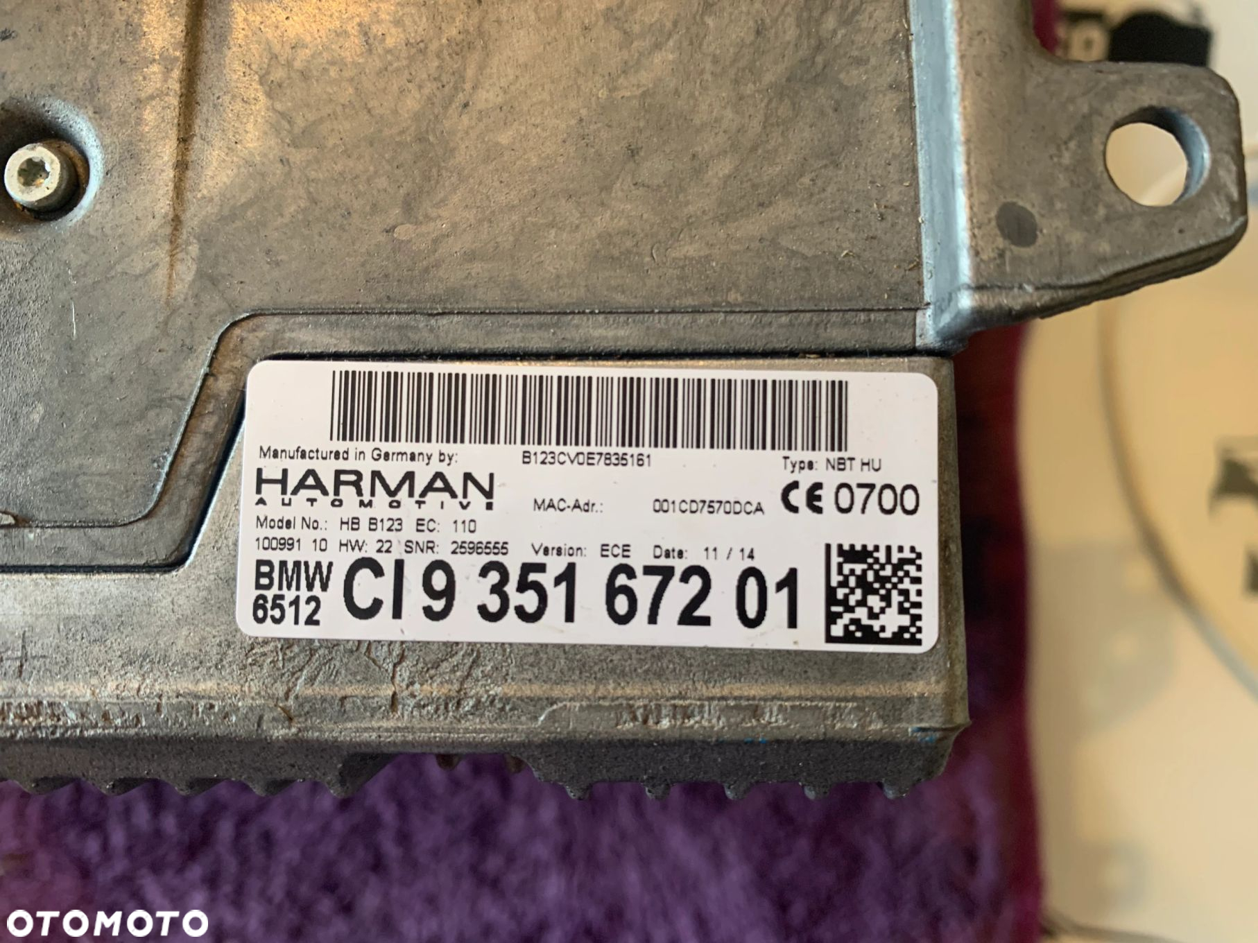 RADIO NAWIGACJA HARMAN NBT HU 9351672 BMW I3 I8 MINI F55 F56 - 8