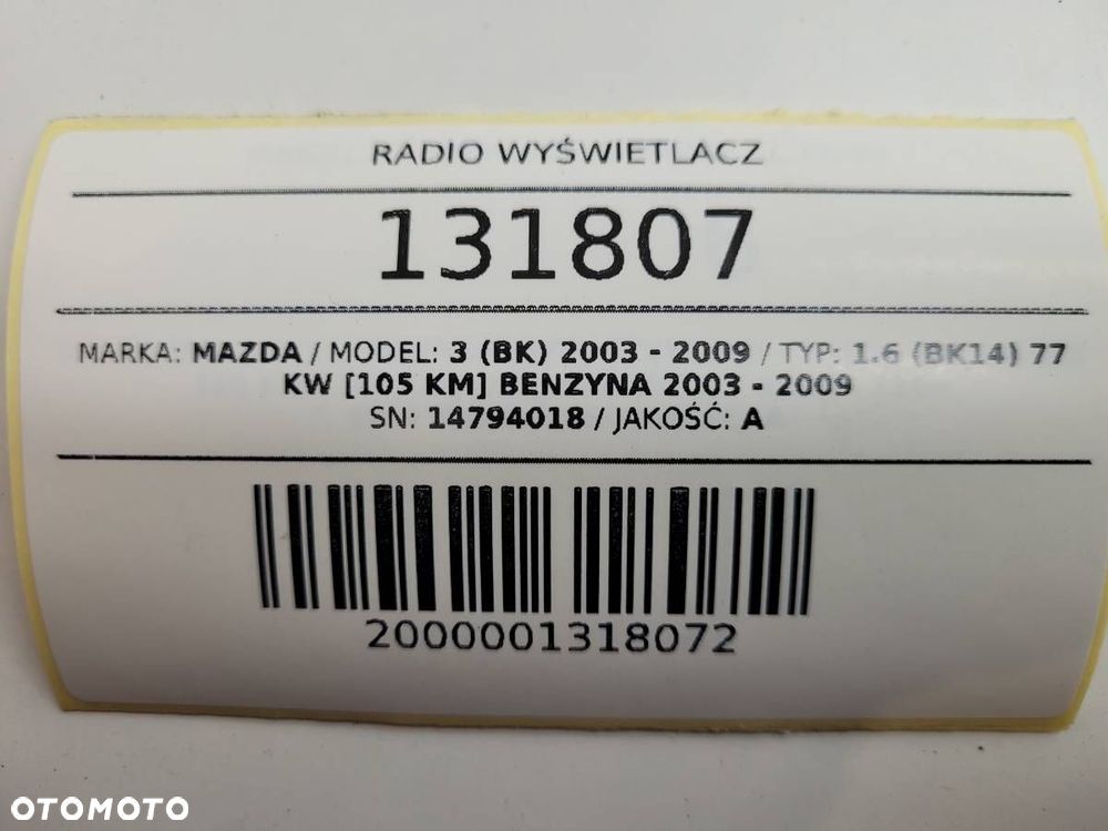 RADIO WYŚWIETLACZ MAZDA 3 BK 14794018 ORYGINAŁ - 10