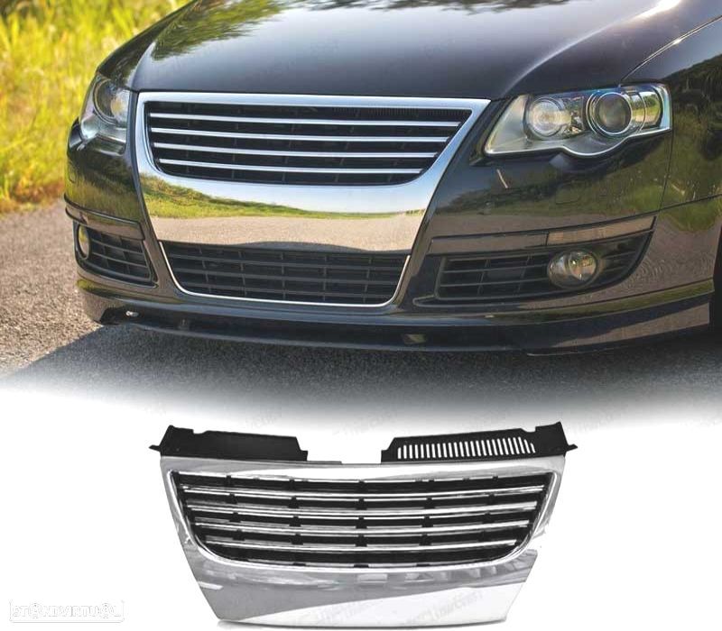 GRELHA FRONTAL VOLKSWAGEN VW PASSAT 05-10 PRETO CROMADO - 1