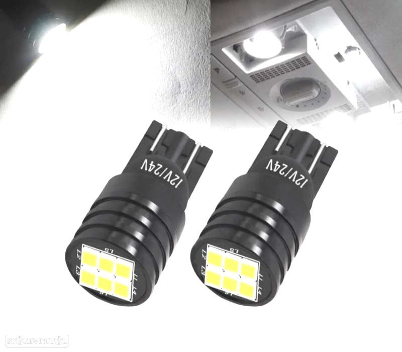 LÂMPADAS LED DE DIAMANTE BRANCO W5W T10 - BLACK SERIES - 1