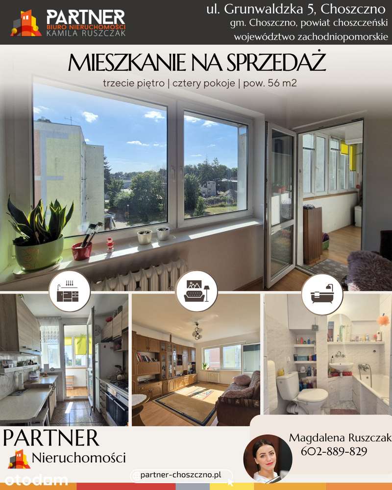 Choszczno, cztery pokoje, ul. Grunwaldzka.