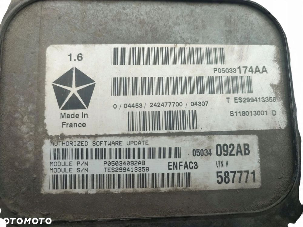 KOMPUTER STEROWNIK SILNIKA CHRYSLER PT CRUISER (2000-2007) 1.6 16V 115KM 05034092AB - 3