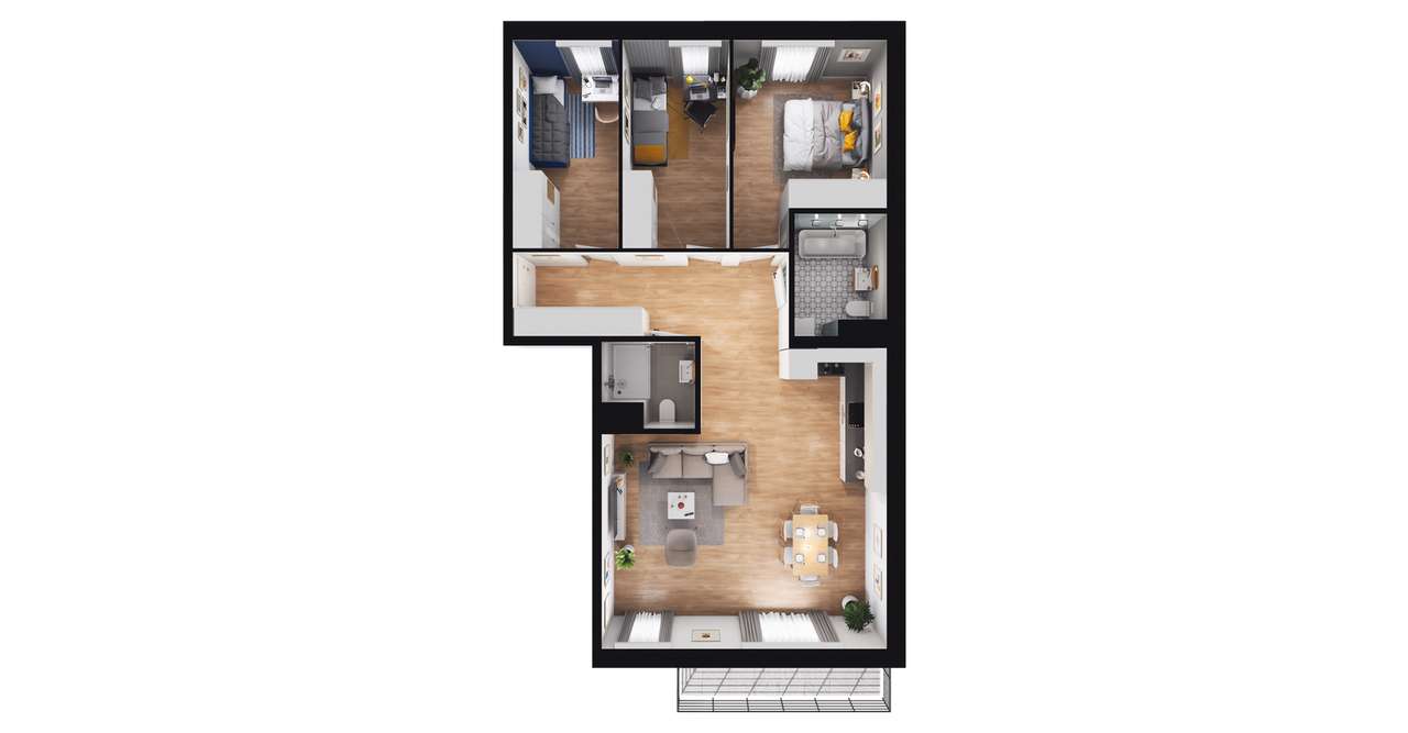4-pokojowe mieszkanie 80m2 + balkon - Pełny obrazek: 3/13