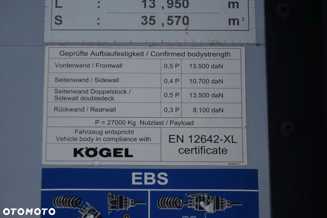 Kögel FIRANKA / STANDARD / 2 OSIE PODNOSZONE / SAF / NOWE PLANDEKI / KOSZ I KOŁO ZAPASOWE - 30