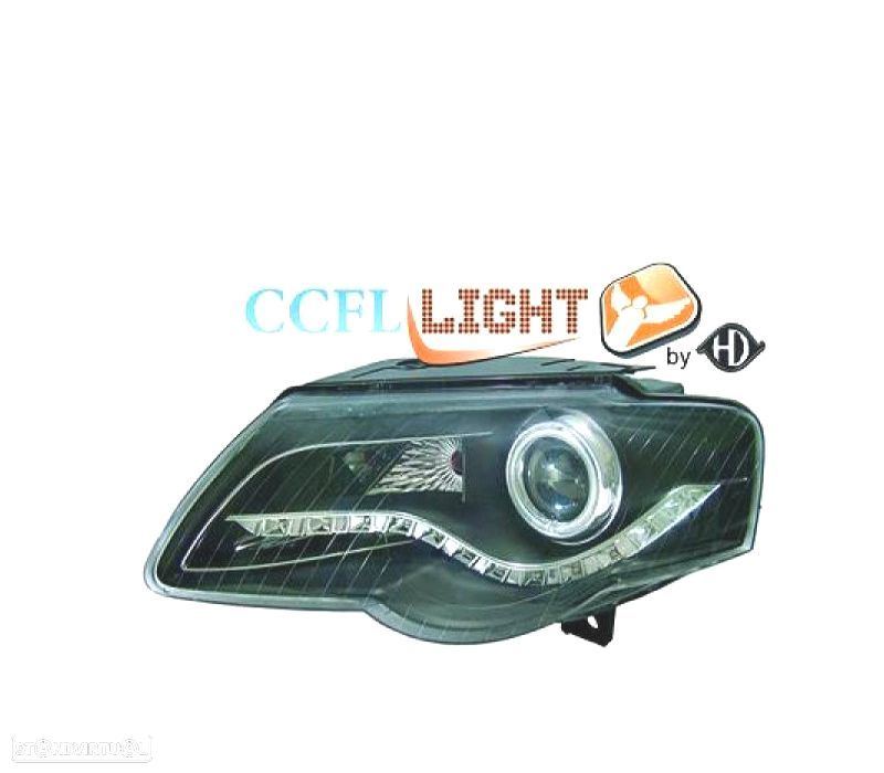 FARÓIS FRONTAIS PARA VOLKSWAGEN VW PASSAT LIM. KOMBI 05-10 CCFL PRETO - 1